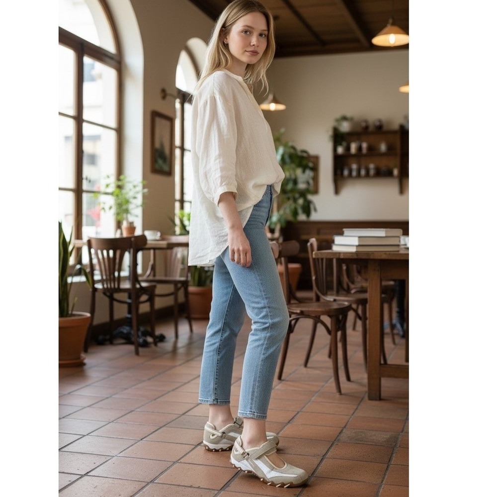 Allrounder Women Mary Jane Strap Sneakers Beige EUR 7.5 US 10 Casual  PLZ READ!!